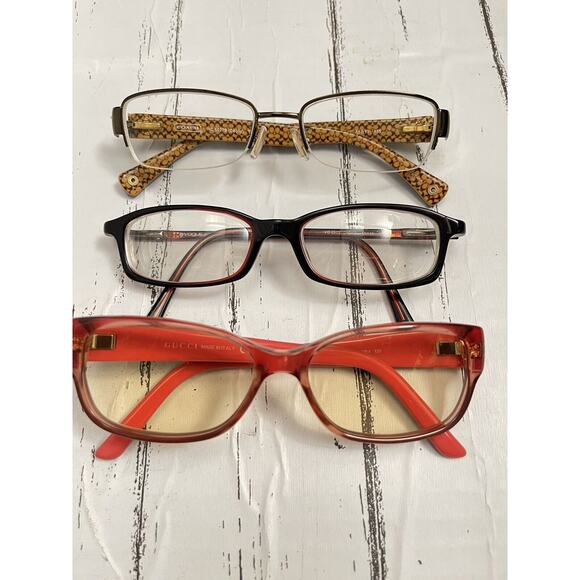 3 Pairs Gucci Made In Italy. Coach And Vogue Glasses Frames - Picture 1 of 13